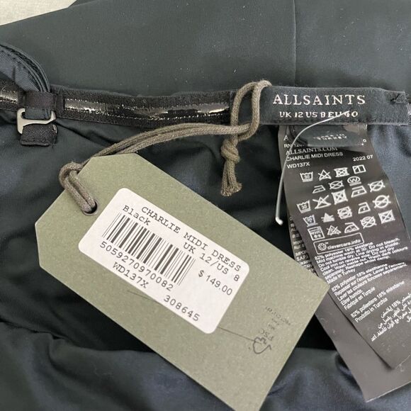 Allsaints Charlie Convertible Midi Dress NWT Size US 8 - Picture 7 of 13